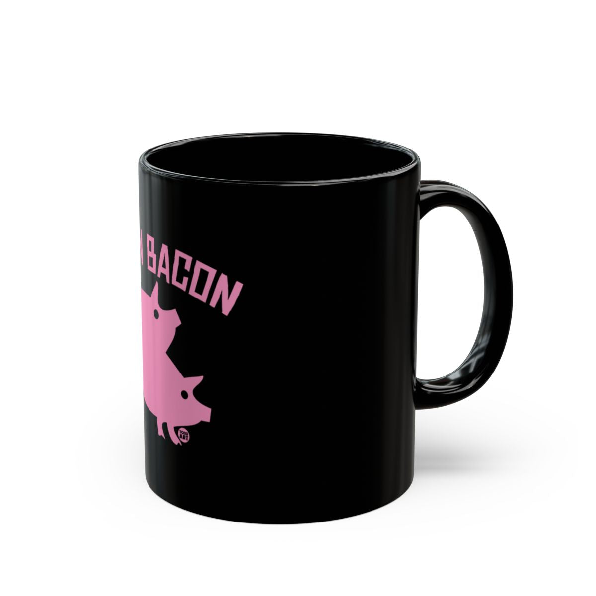 Funny Pink Pig Bacon Graphic Black Coffee Mug