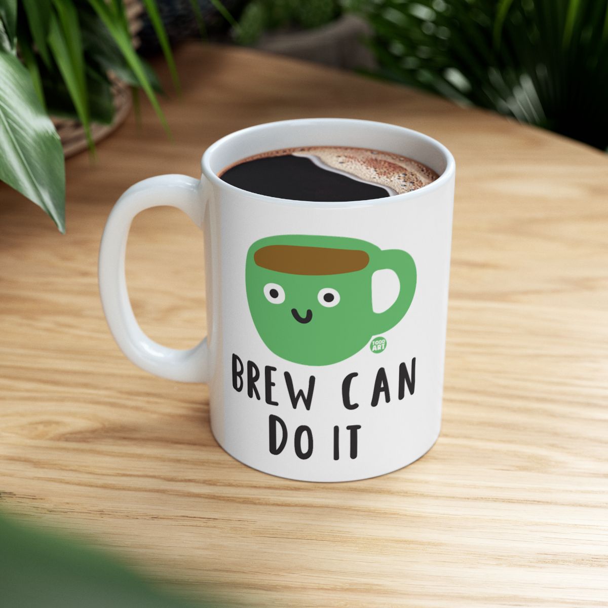 Motivational Coffee Mug with Adorable Brew Can Do It Design