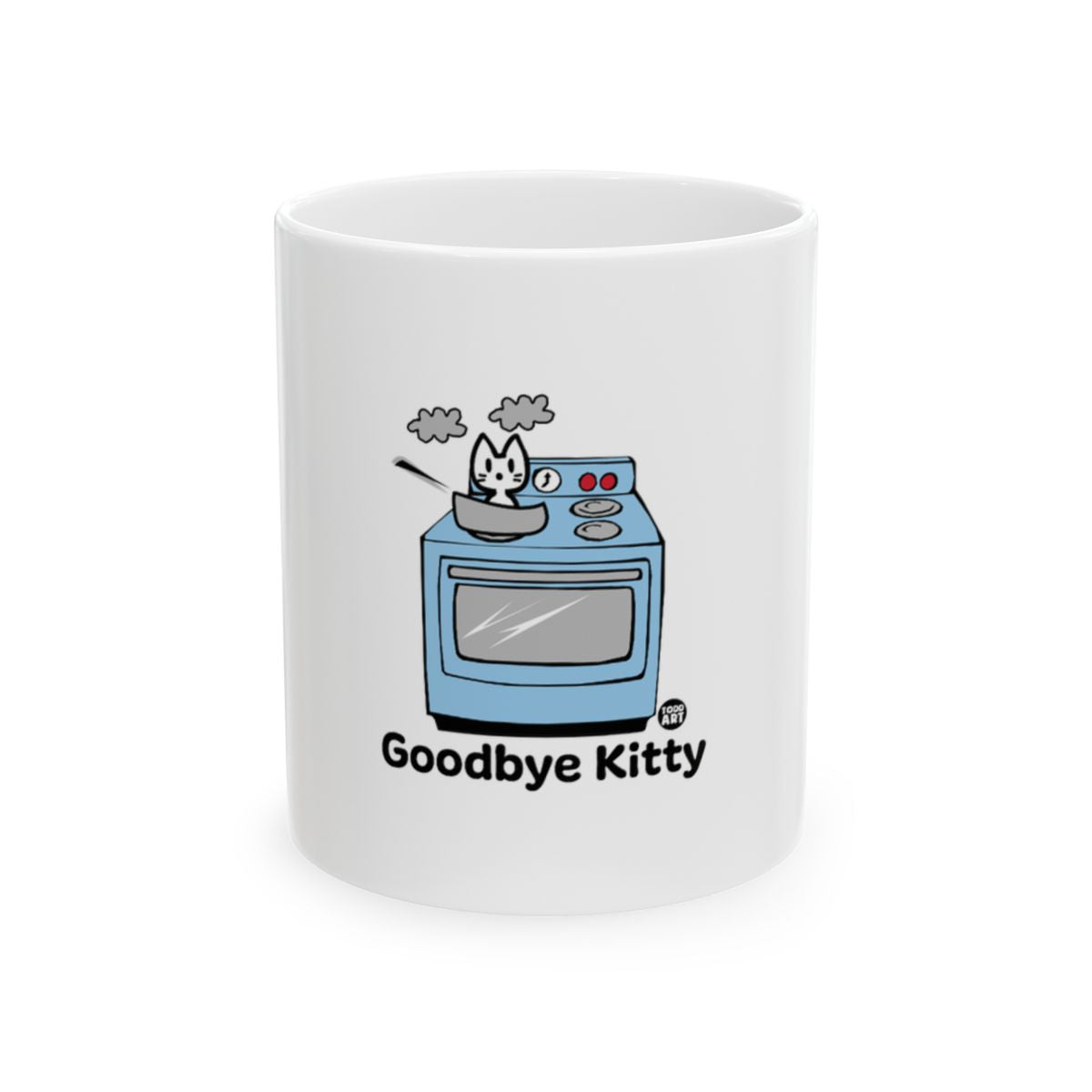 Goodbye Kitty Artwork on Light Colored Mug