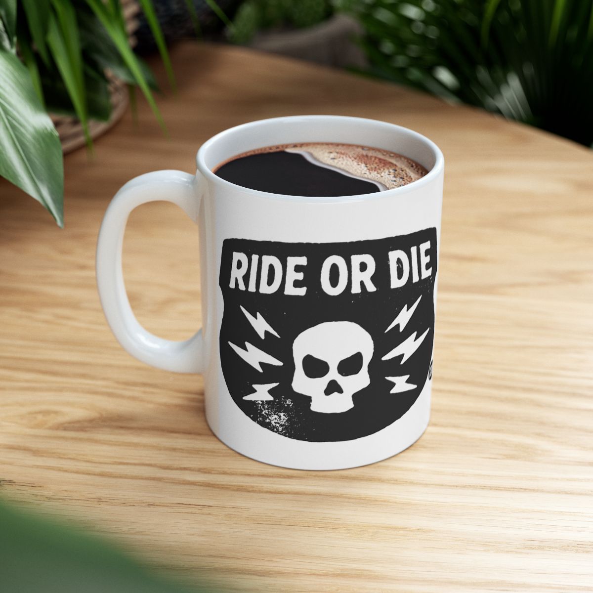 Ride or Die Skull and Lightning Coffee Mug Product
