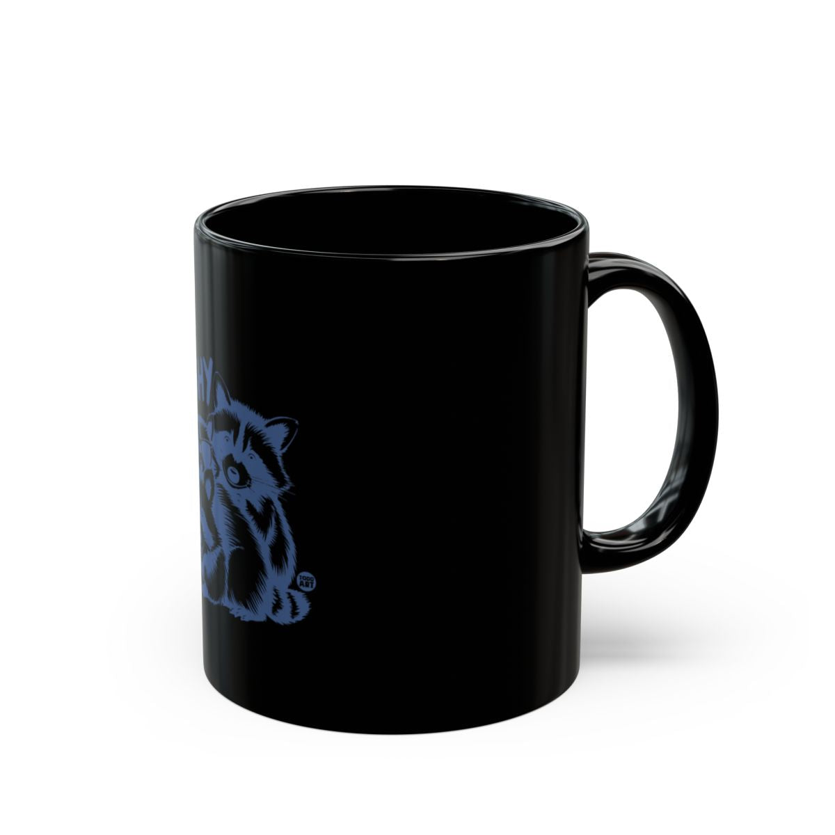Cute Raccoon Design Black Coffee Mug for Animal Lovers