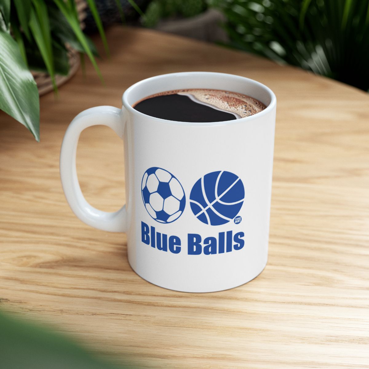 Blue Balls Soccer and Basketball Design Mug