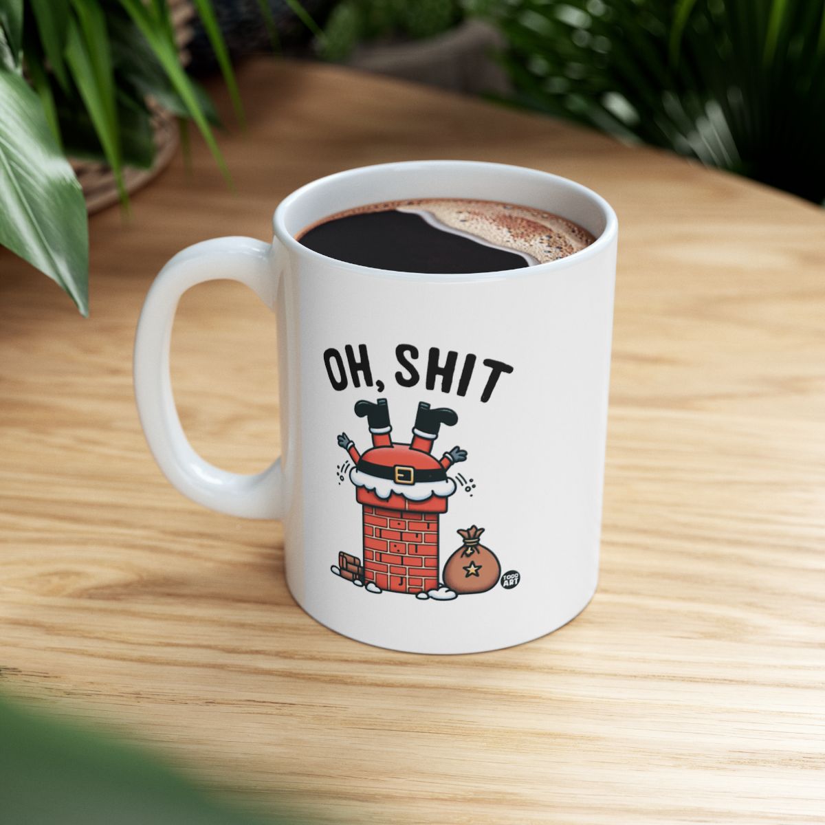 Funny Santa Stuck in Chimney Oh Shit Mug