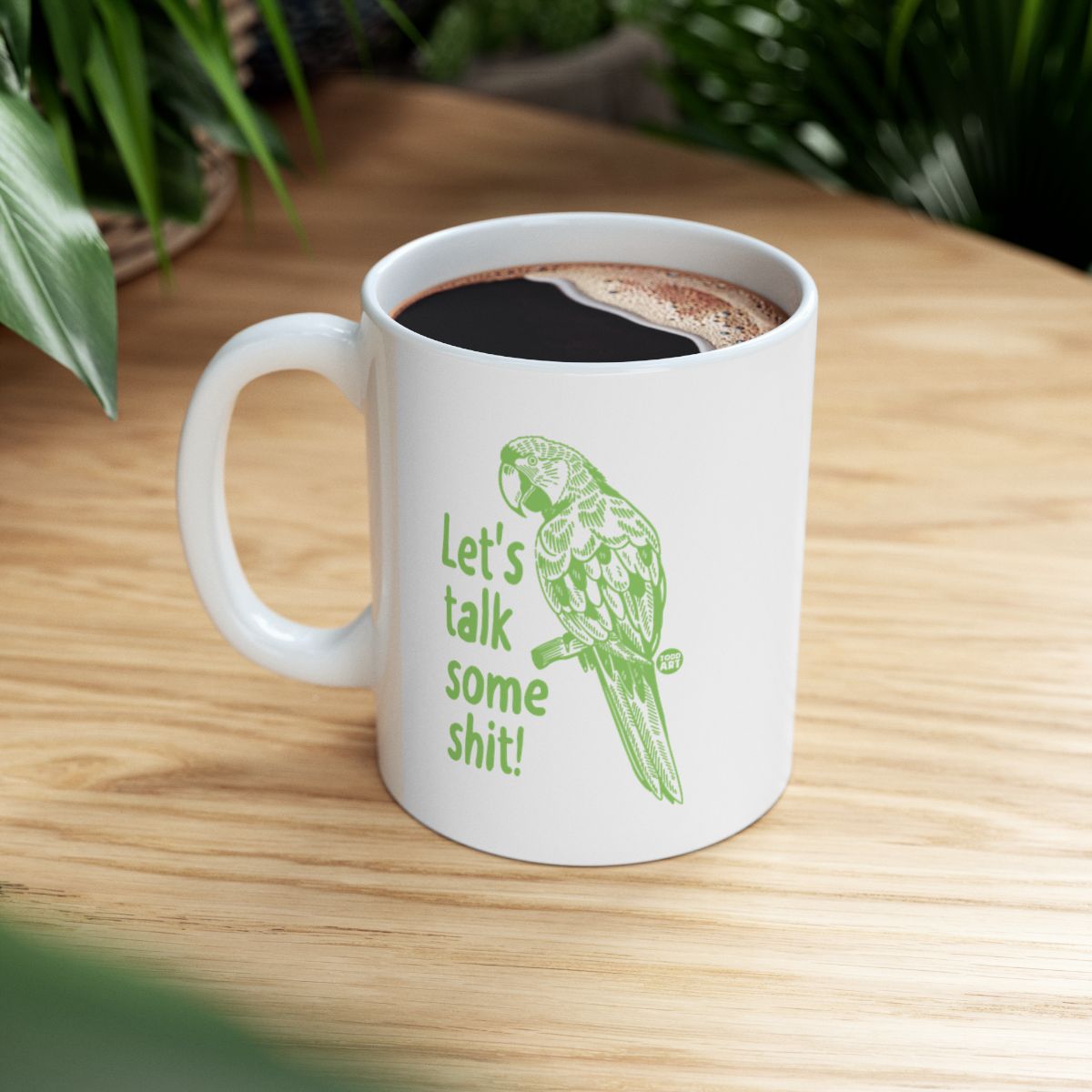 Funny Parrot Coffee Mug Let's Talk Some Shit Mug