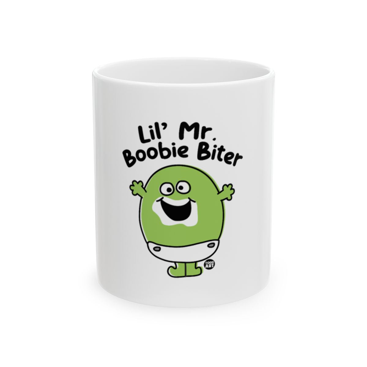 Lil' Mr. Boobie Biter funny and unique coffee mug