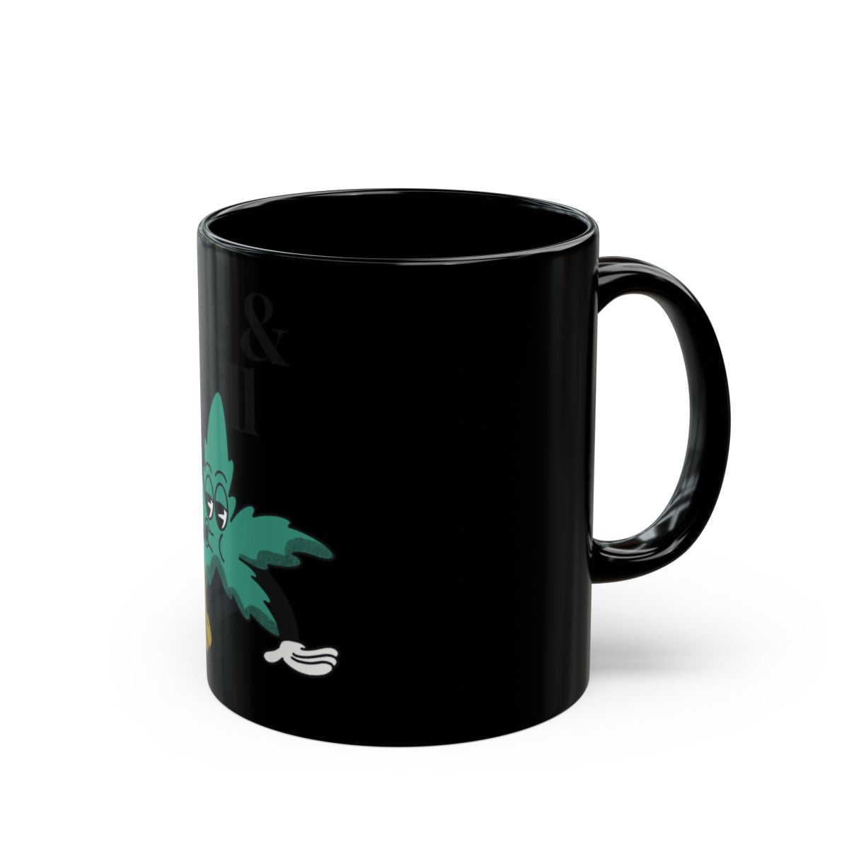 Playful Character Design Black Coffee Mug