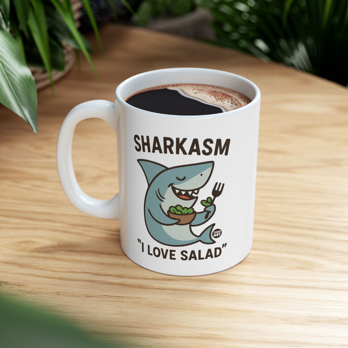 Sharkasm I Love Salad Funny Coffee Mug