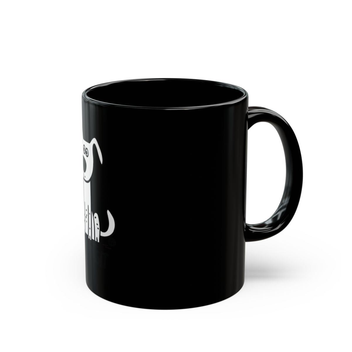 Adorable Dog Design on Black Coffee Mug for Pet Lovers
