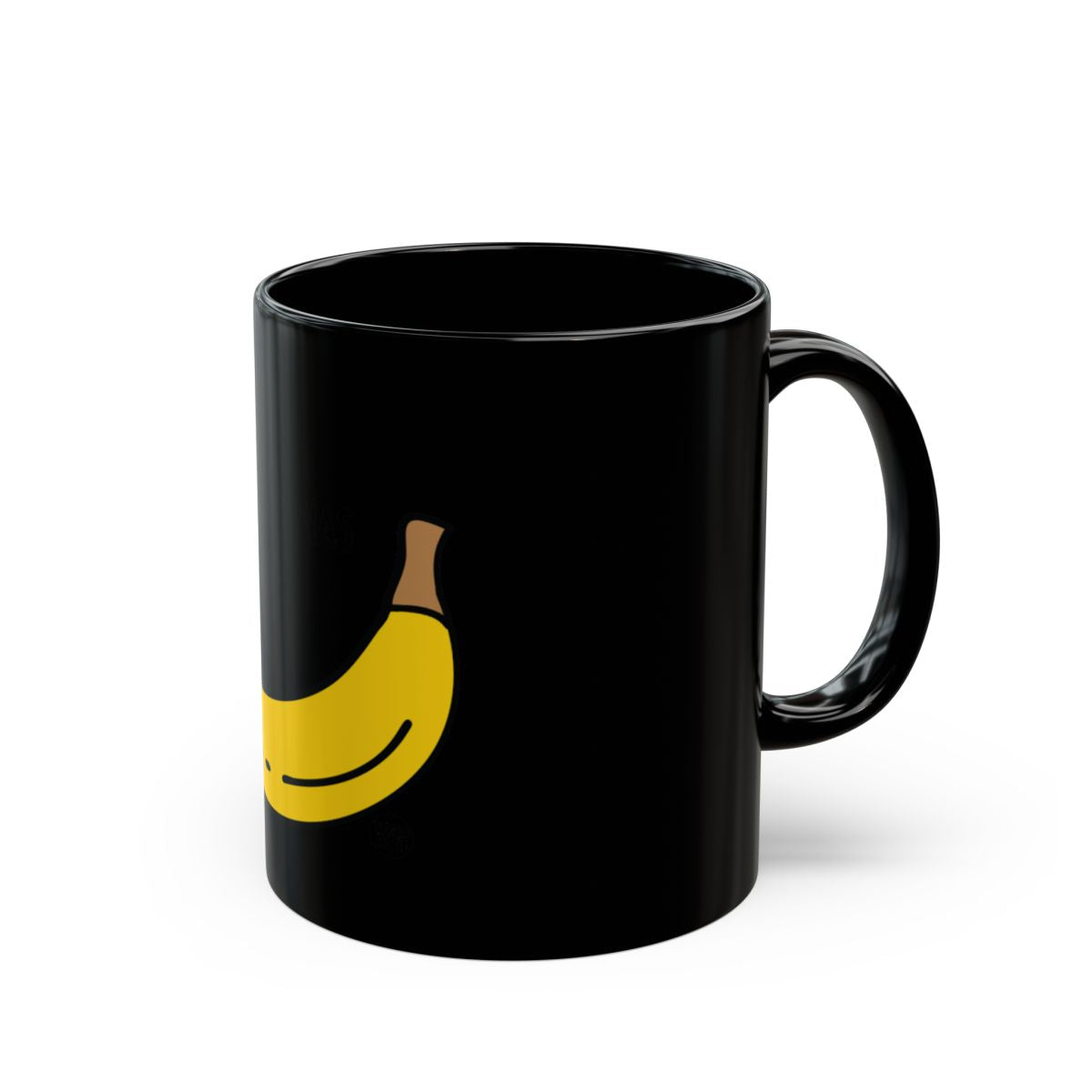 Cheerful Black Mug with Yellow Banana Design