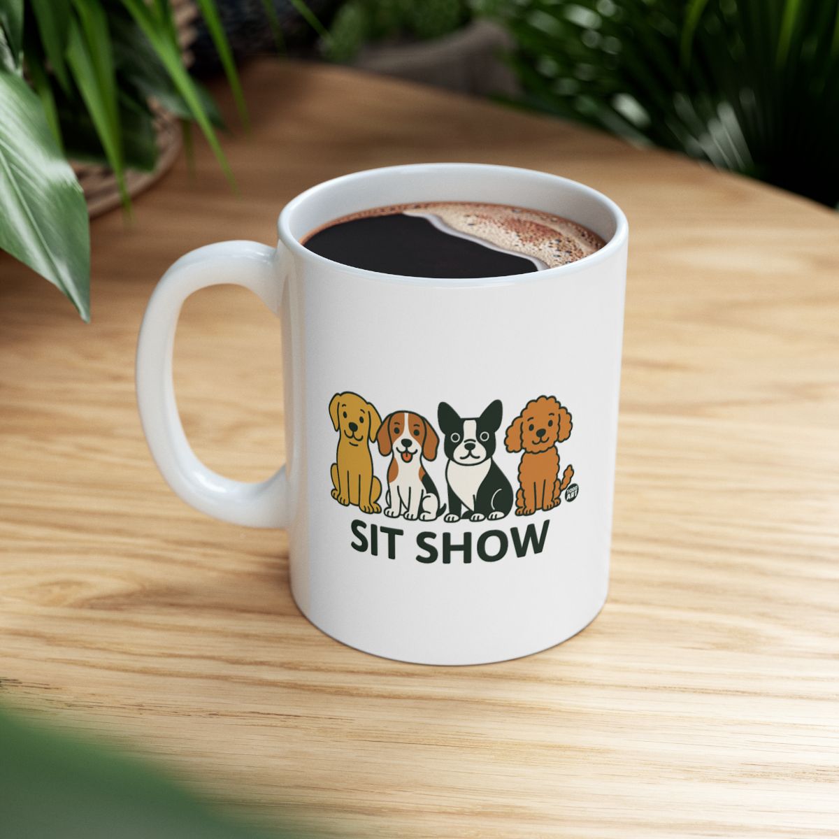 Funny Sit Show Coffee Cup with Cute Dog Illustrations