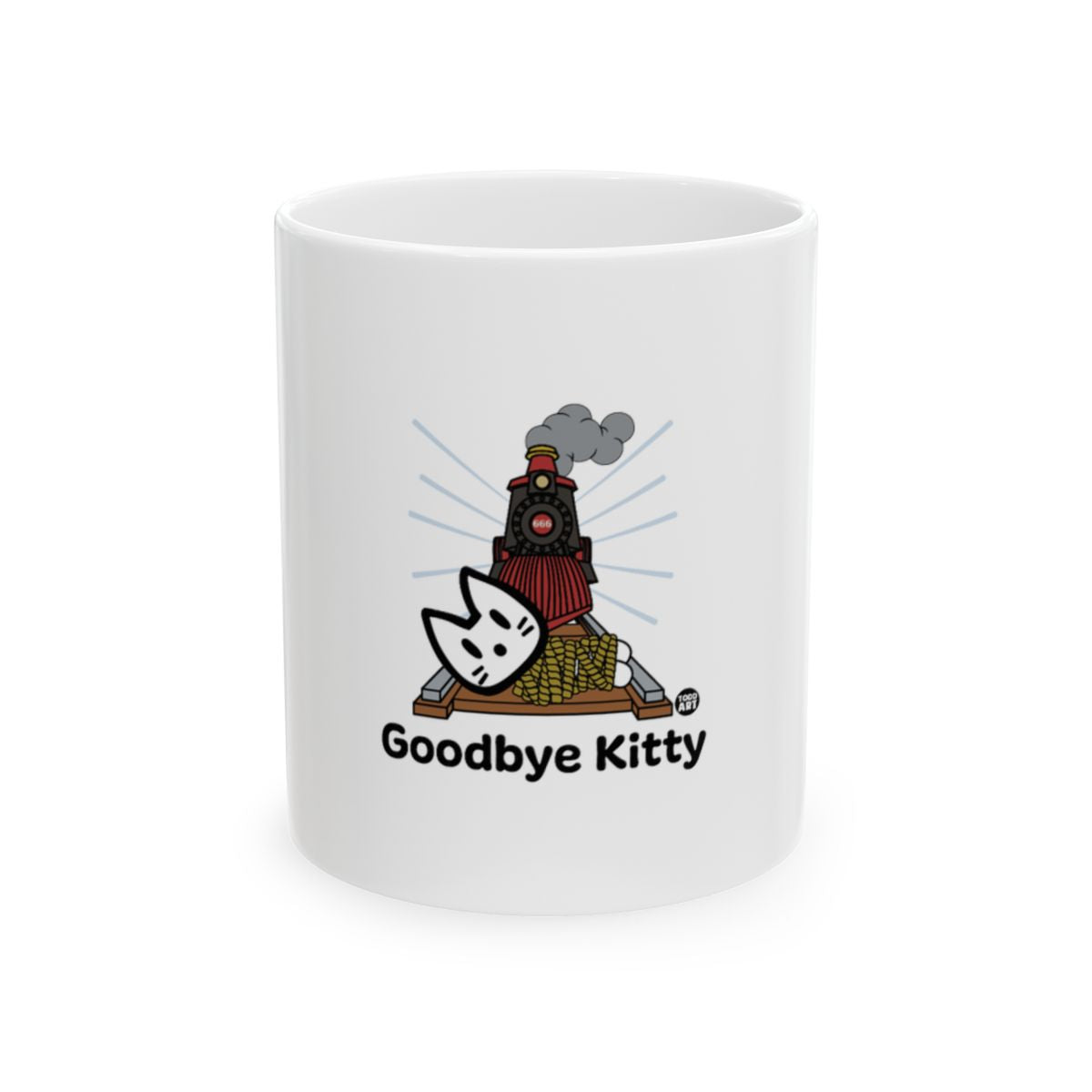 Goodbye Kitty Train Steam Engine Humorous Design Mug