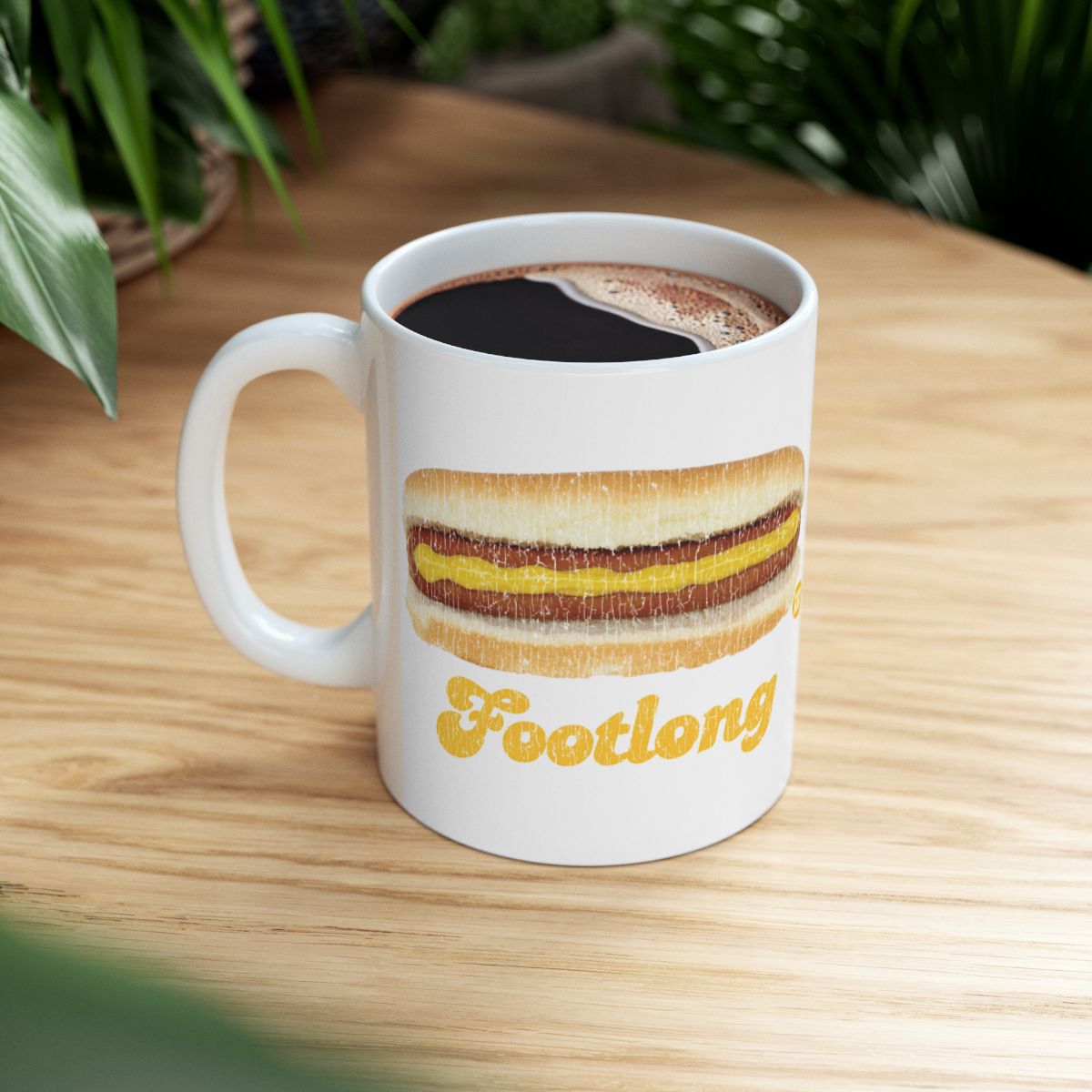 Footlong Hotdog Graphic Print White Mug For Coffee Lovers