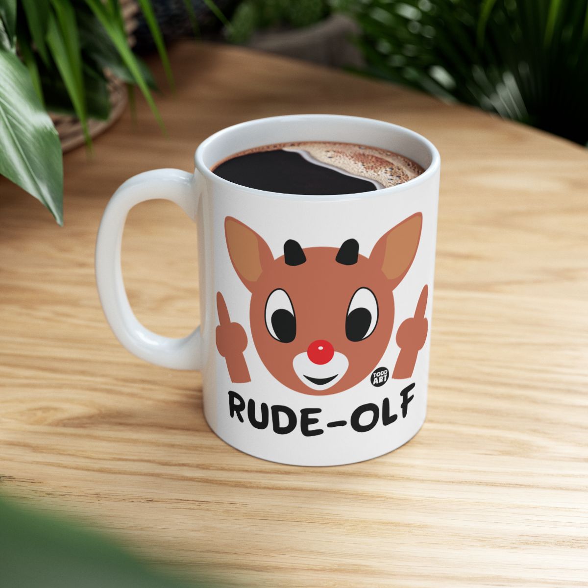 Rude-Olf Christmas Reindeer Funny Coffee Mug Gift