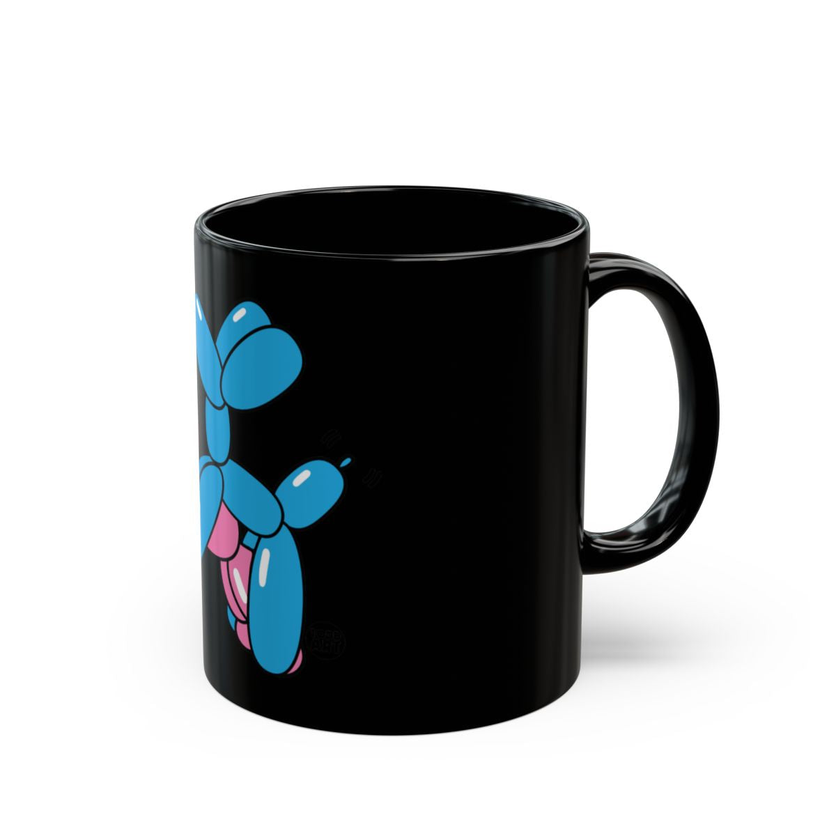 Black Mug with Colorful Balloon Dog Print