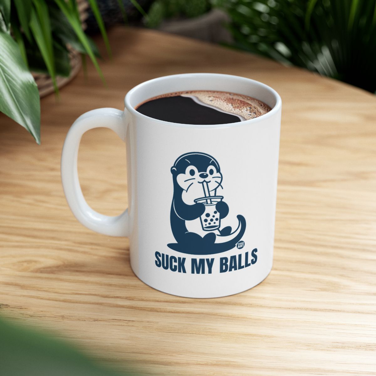 Funny Suck My Balls Otter Drinking Bubble Tea Mug