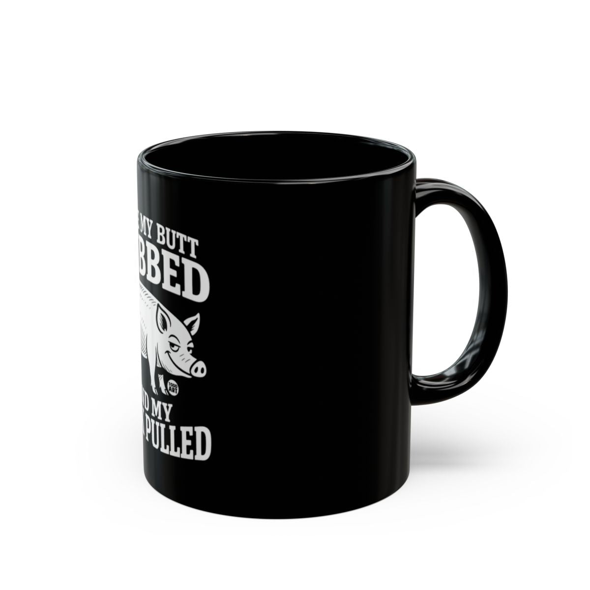 Funny Pig Graphic Black Mug Gag Gift for Coffee Lovers