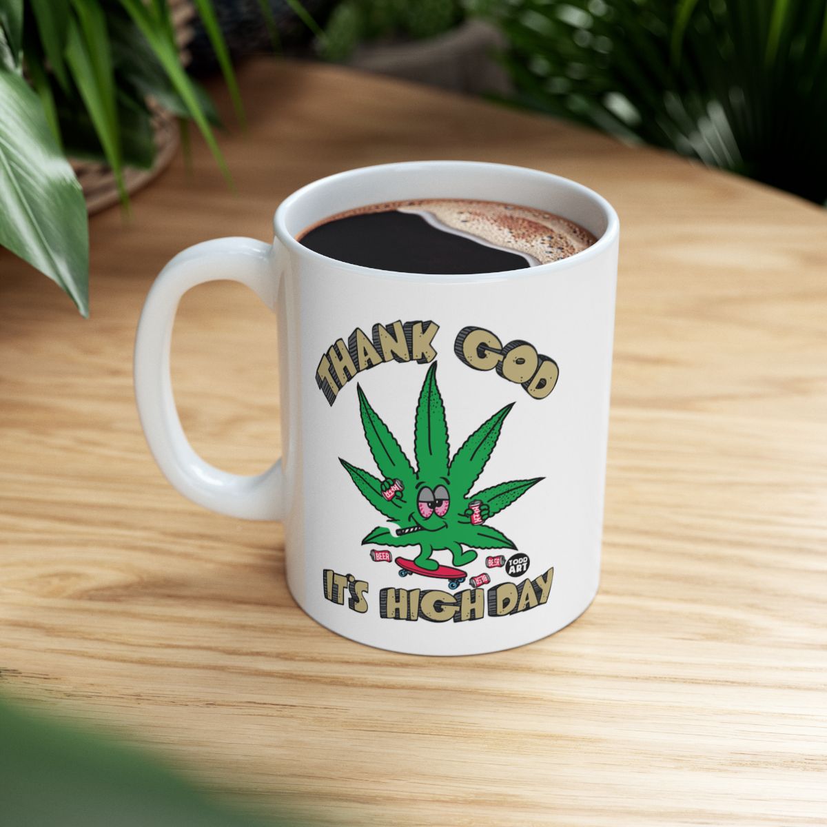 Thank God It's High Day Weed Leaf Design Mug