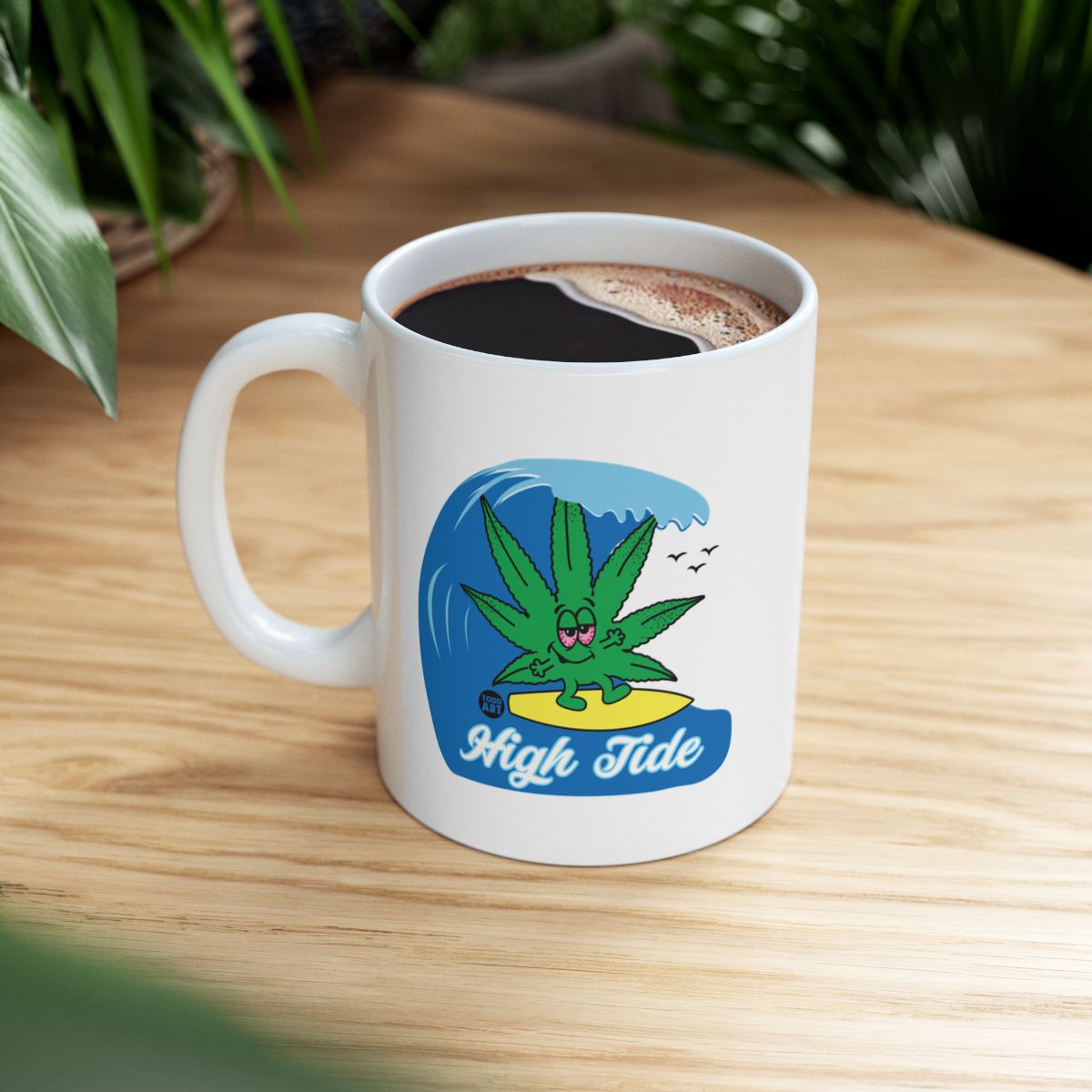 High Tide Surfing Leaf Fun Coffee Mug