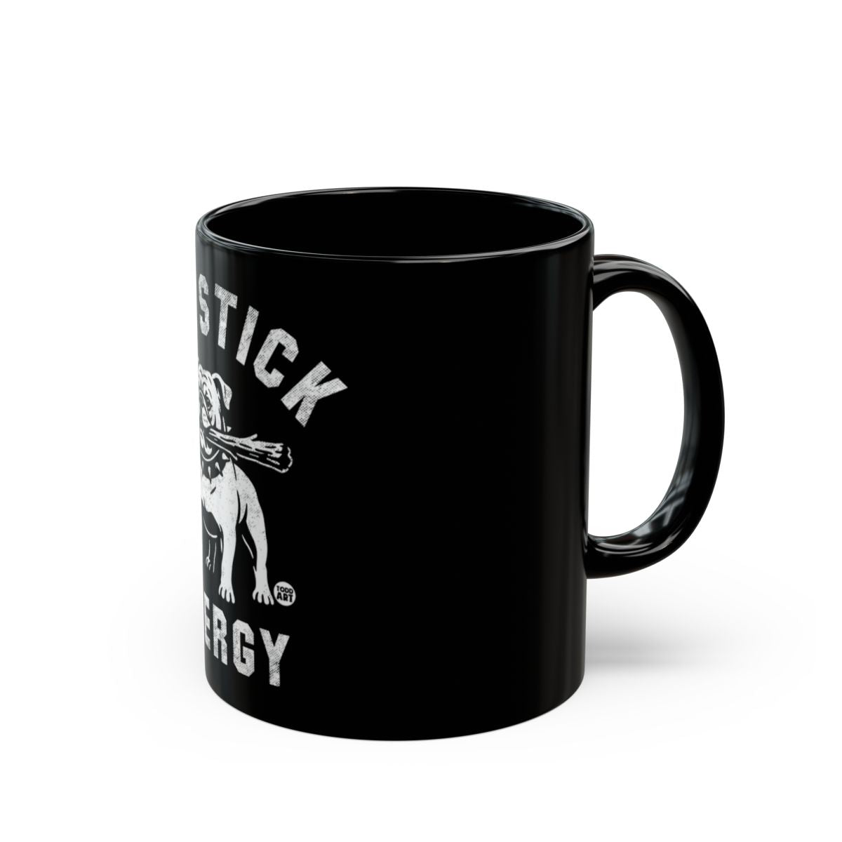 Funny Bulldog with Hockey Stick Black Mug