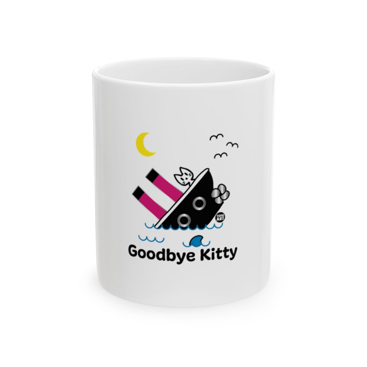 Goodbye Kitty Sinking Ship Illustration Mug