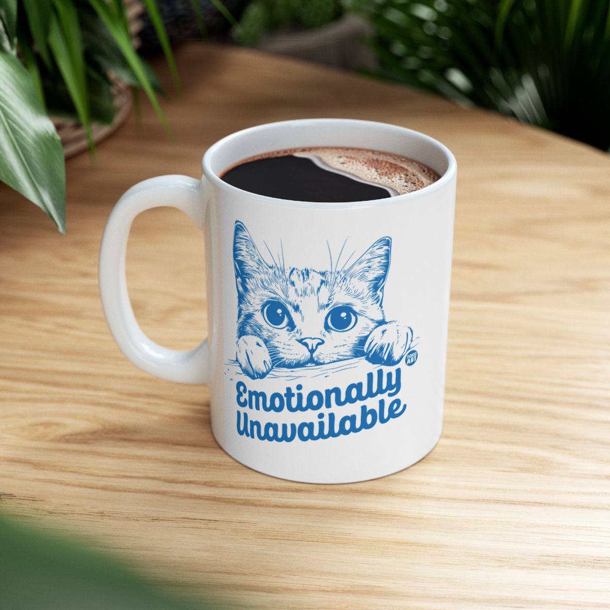 Emotionally Unavailable Cat Design Coffee Mug