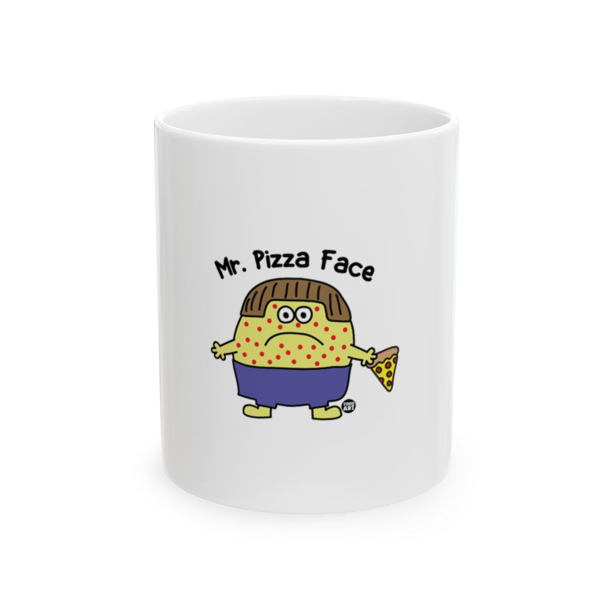 Funny Mr Pizza Face Cartoon Character Mug