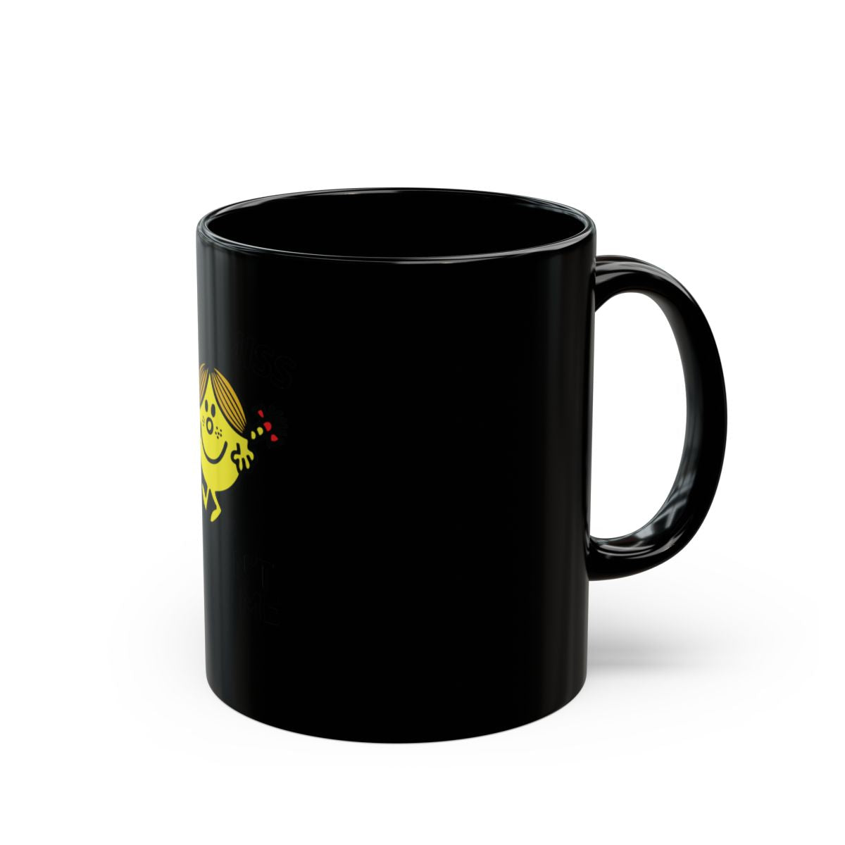 Cheerful Smiley Face Emblem on Black Coffee Mug