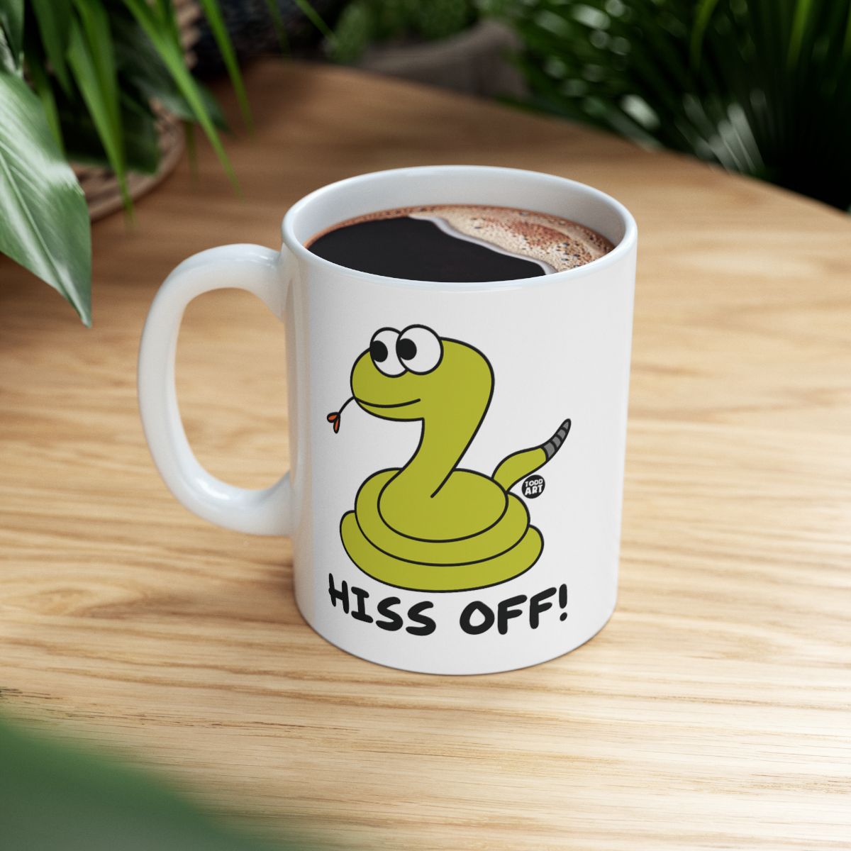 Funny Hiss Off Snake Cartoon White Coffee Mug Product