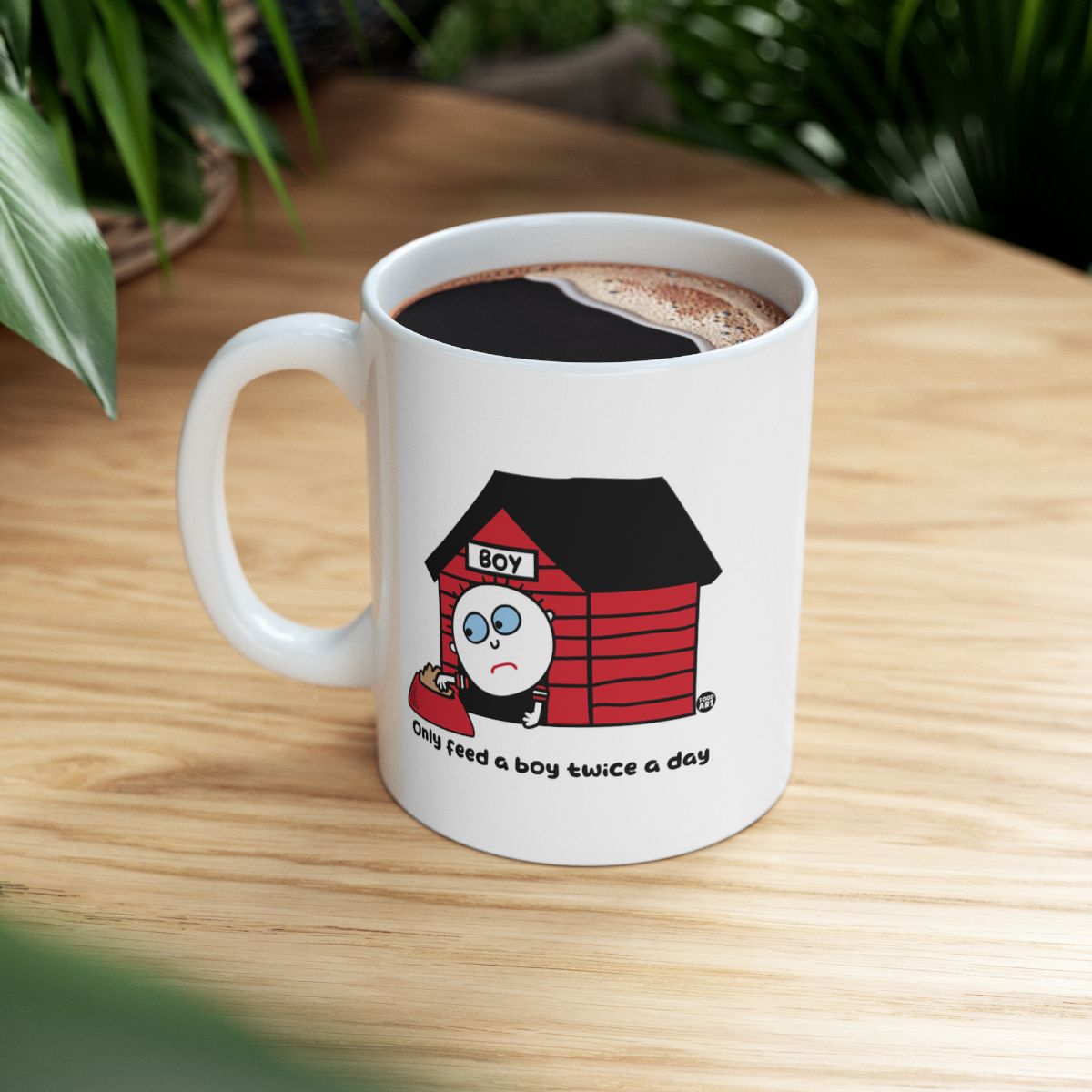 Boy Dog Design Coffee Mug Feed Twice a Day Trendy
