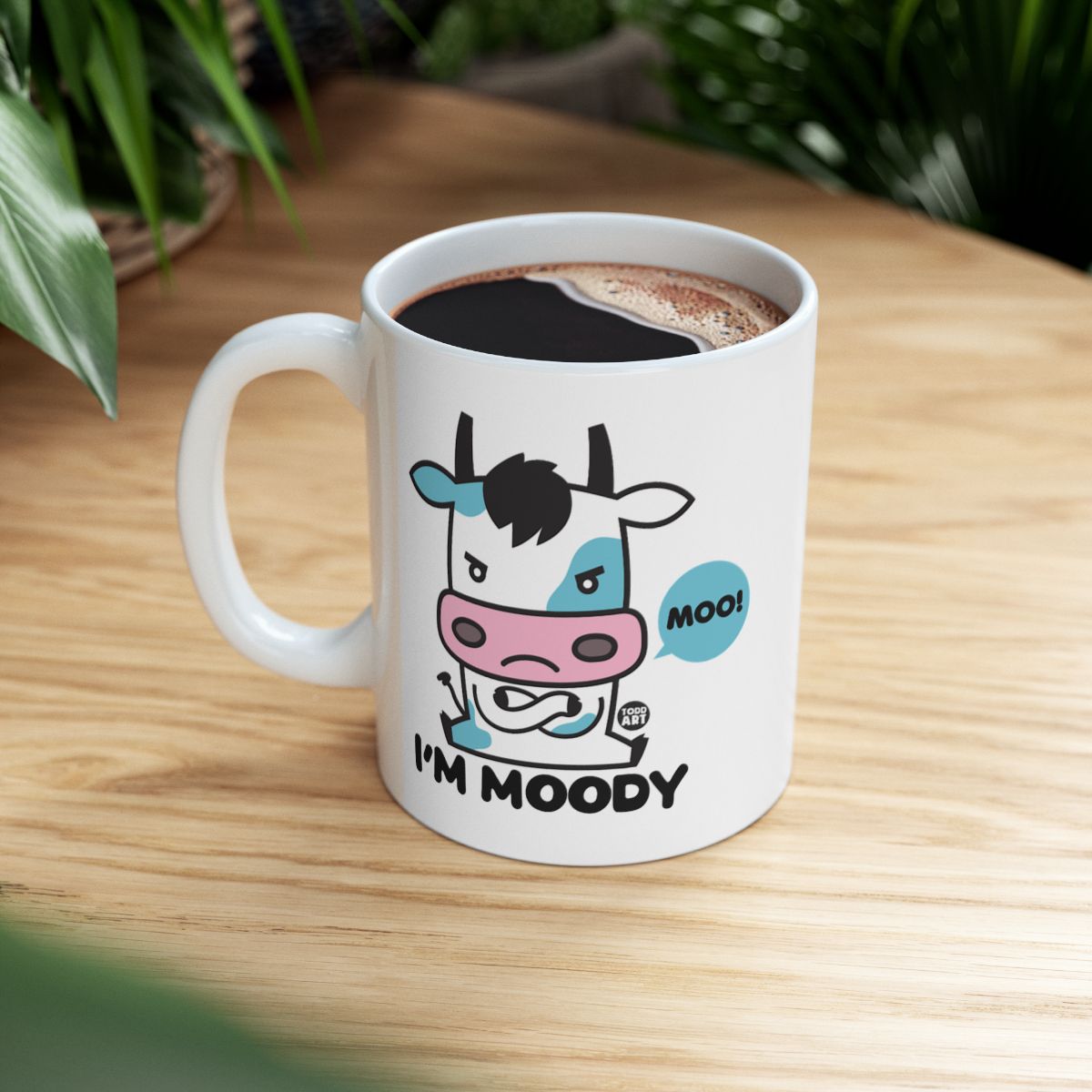 I'm Moody Cartoon Cow Design Coffee Mug