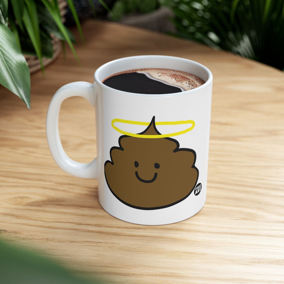 Cute Smiling Poop with Halo Coffee Mug