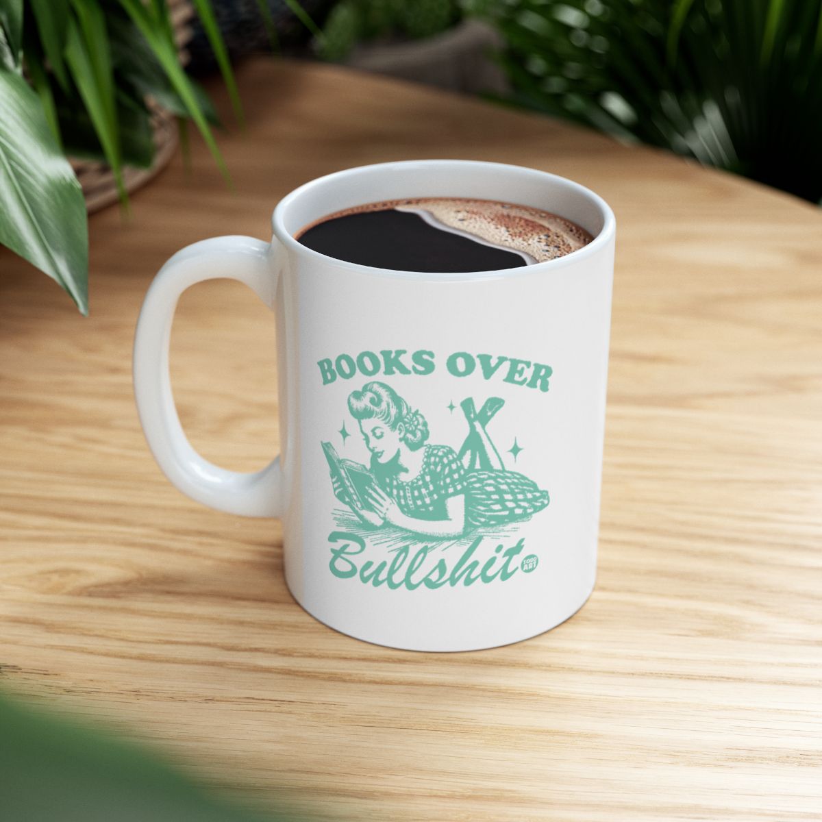 Books Over Bullshit Coffee Mug Cup for Lovers of Reading