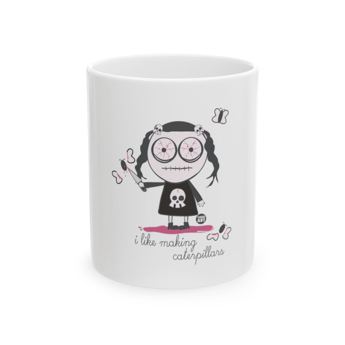 I Like Making Caterpillars Mug with Skulls and Butterflies