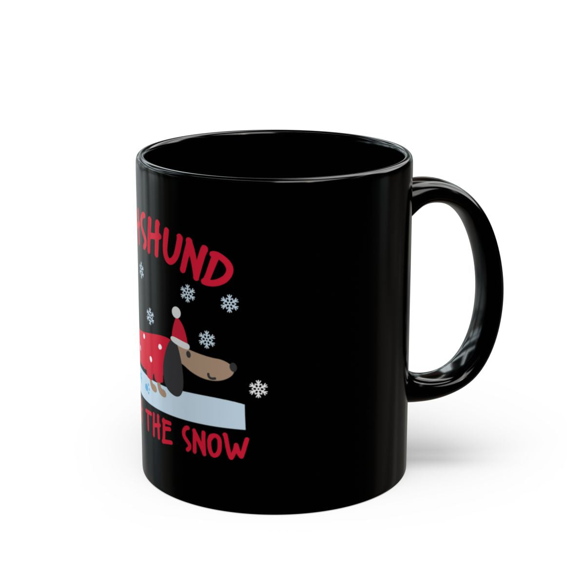 Dachshund in the Snow Adorable Black Coffee Mug