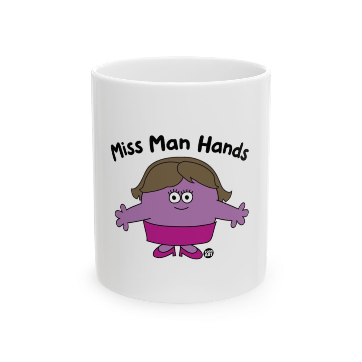 Miss Man Hands Purple Character Coffee Mug