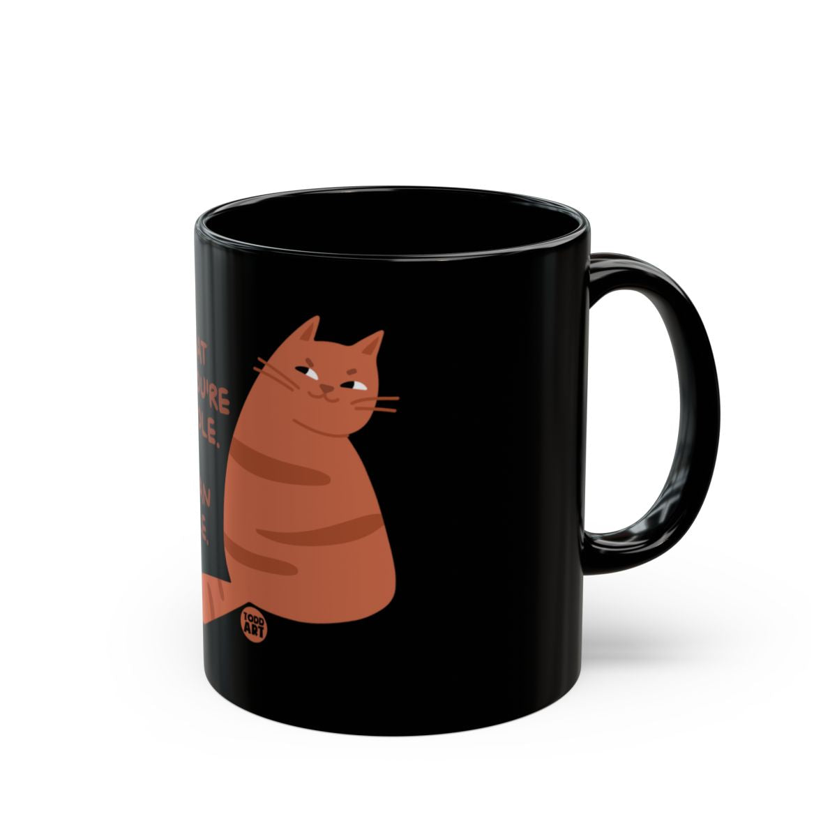 Cute Cartoon Orange Cat Print Black Coffee Mug