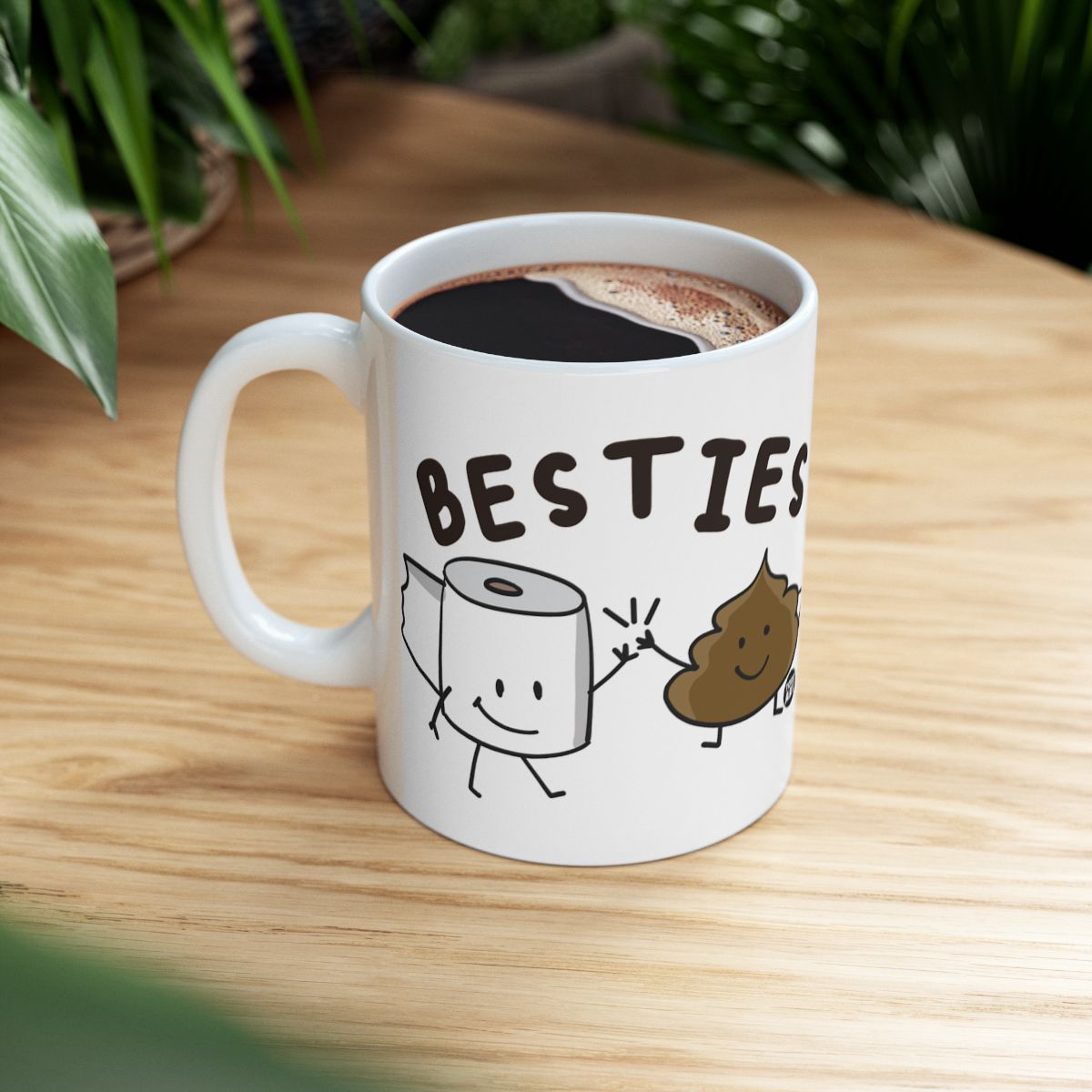 Besties Toilet Paper and Poop Cartoon Coffee Mug