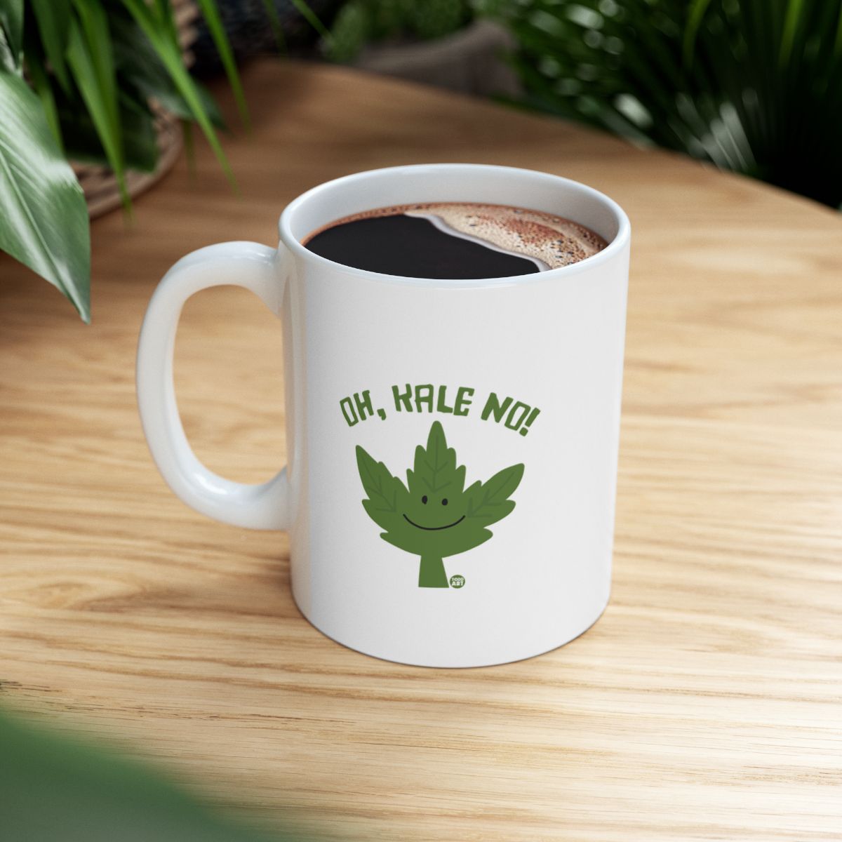 Oh Kale No Funny Mug with Cute Leaf Design