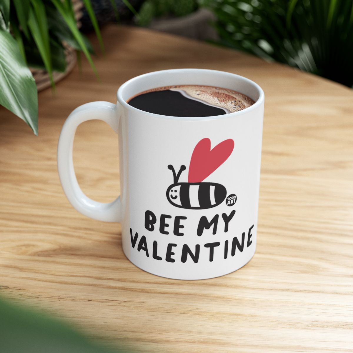 Bee My Valentine Mug with Cute Heart Design