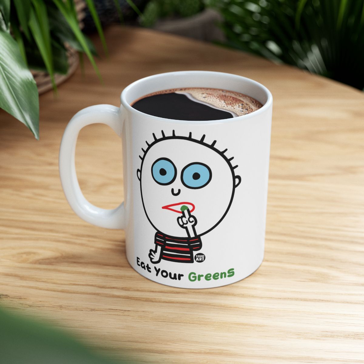 Cute Cartoon Character Eat Your Greens Mug