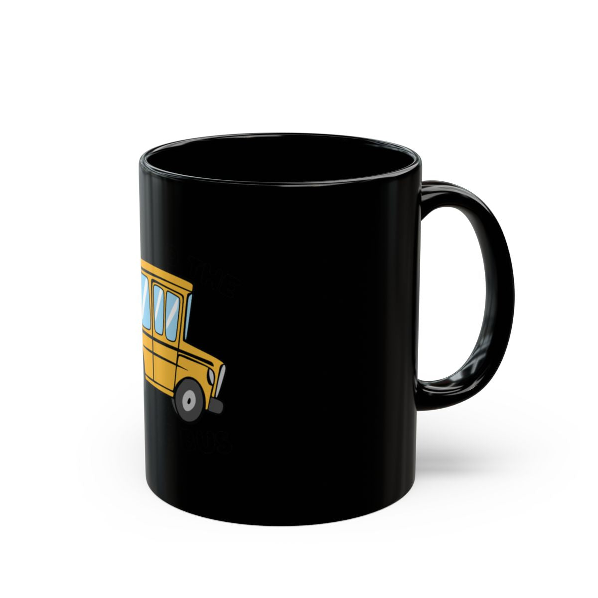 Yellow School Bus Design on Black Coffee Mug