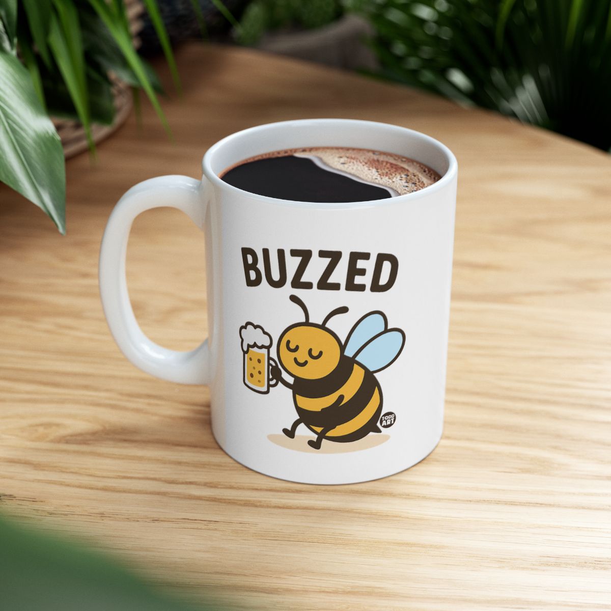Buzzed Bee Holding Beer Mug Quirky Fun Mug