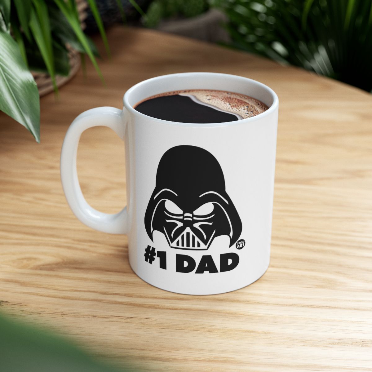 #1 Dad Coffee Mug with Dark Helmet Design