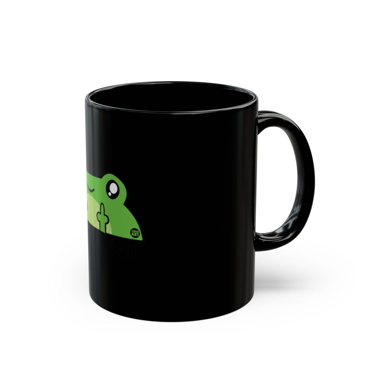 Cute Green Frog Black Coffee Mug