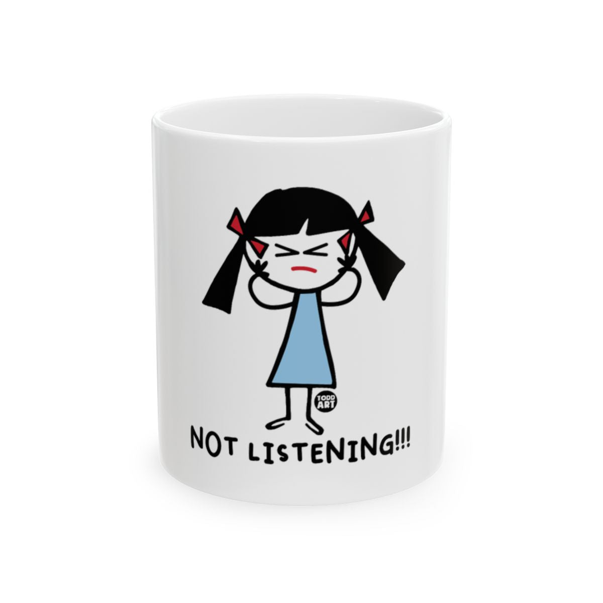 Not Listening Cartoon Girl Illustration Mug