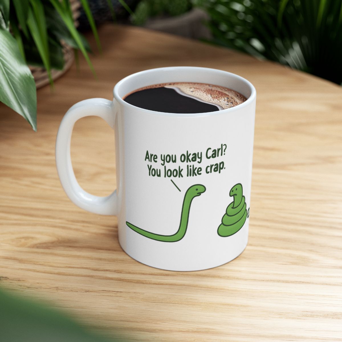 Funny Cartoon Snake Conversation Mug for Coffee Lovers