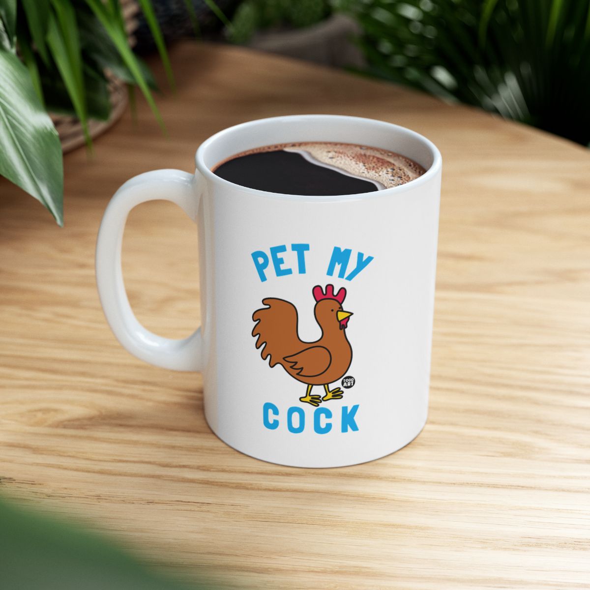 Pet My Cock Colorful Chicken Graphic Mug