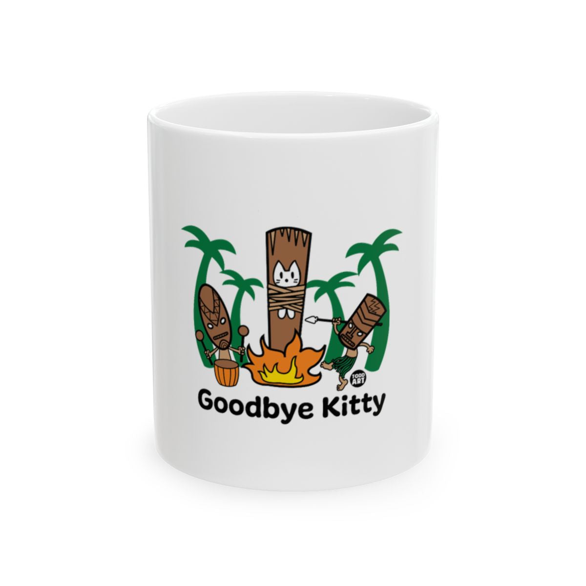 Goodbye Kitty Funny Mug with Tropical Design