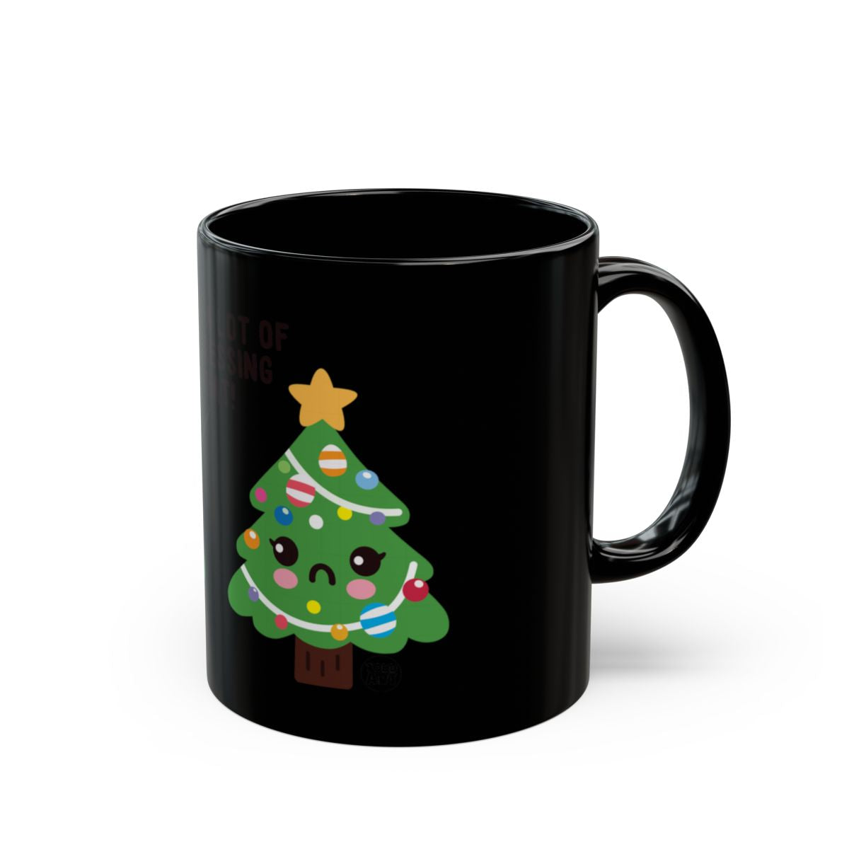 Cute Christmas Tree Design on Black Mug