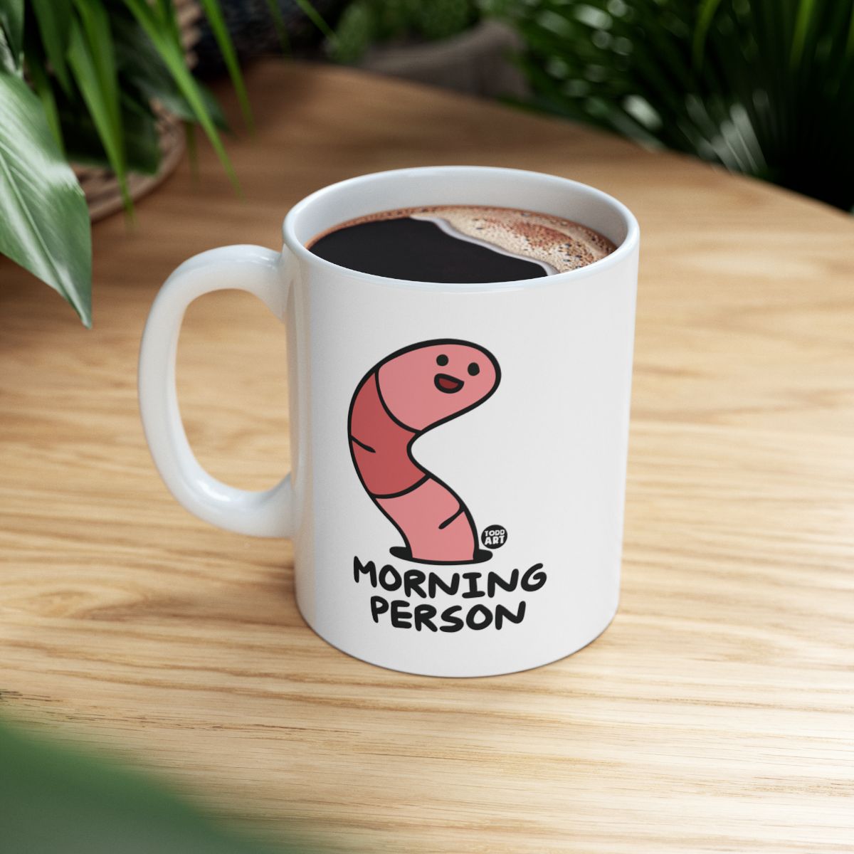 Morning Person Cartoon Worm Coffee Mug Product